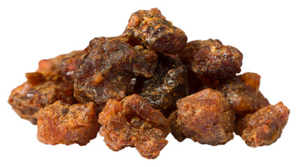 Myrrh resin isolated on white background.