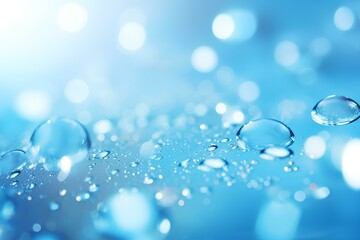 Abstract light blue blurred background with beautiful lighting spots and water drop reflection. generative AI
