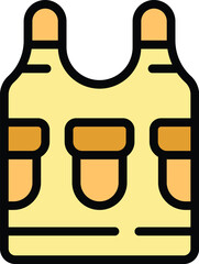 Velcro vest icon outline vector. Army jacket. Bulletproof vest color flat