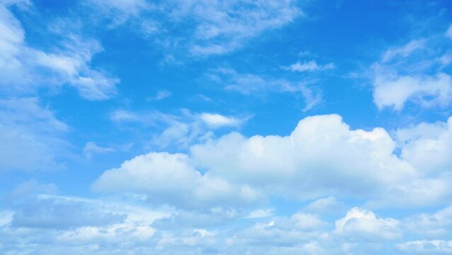 Cloudscape Timelapse - Clouds flowing in sunny blue sky