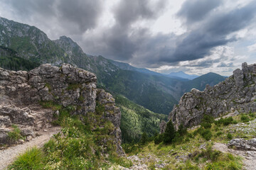 Fototapeta na wymiar Stormy landscape in Zakopane Tatra mountains in early autumn.
