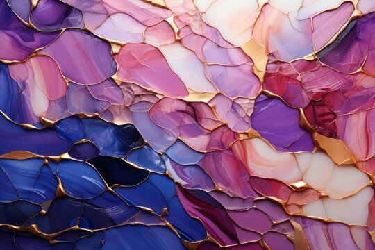 Texture de mosa&iuml;que de marbre aquarelle abstraite or et violet