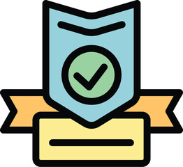 Frame badge icon outline vector. Warranty card. Money letter color flat