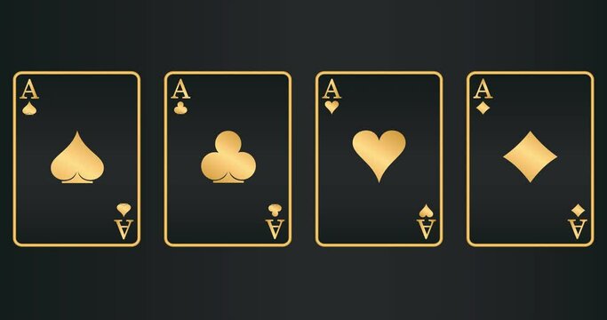 Four aces playing card suits set. Poker, gambling concept. Web design, template for casino.