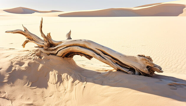 Gnarled Tree Trunk in a Desert Landscape,dead tree in the desert