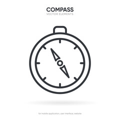Compass icon isolated on white background. Outline navigation icon symbol for website design, mobile application, ui. Compass sign pictogram. Vector illustration.