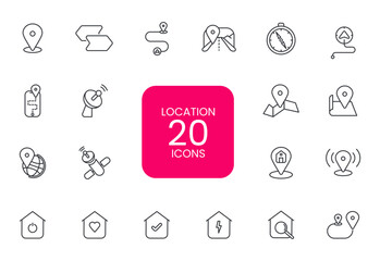 Target pin point icon set. Red map location pointer icon symbol sign. Gps marker with isolated white background for mobile app website UI UX.