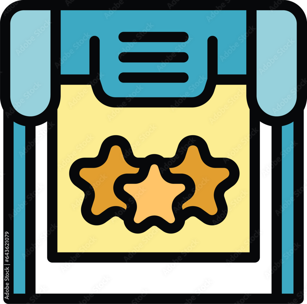 Poster star plotter icon outline vector. printer format. data device color flat