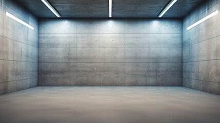 empty gray room with walls and floor with spotlight, Generative AI
