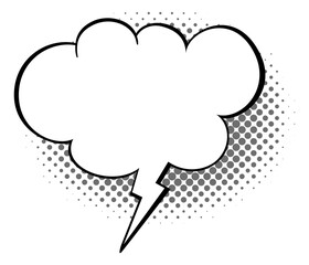 Comic speech cloud. Blank conversation bubble with halftone effect