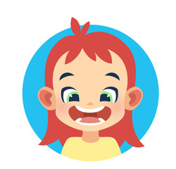 Girl with happy face expression. Funny head portrait