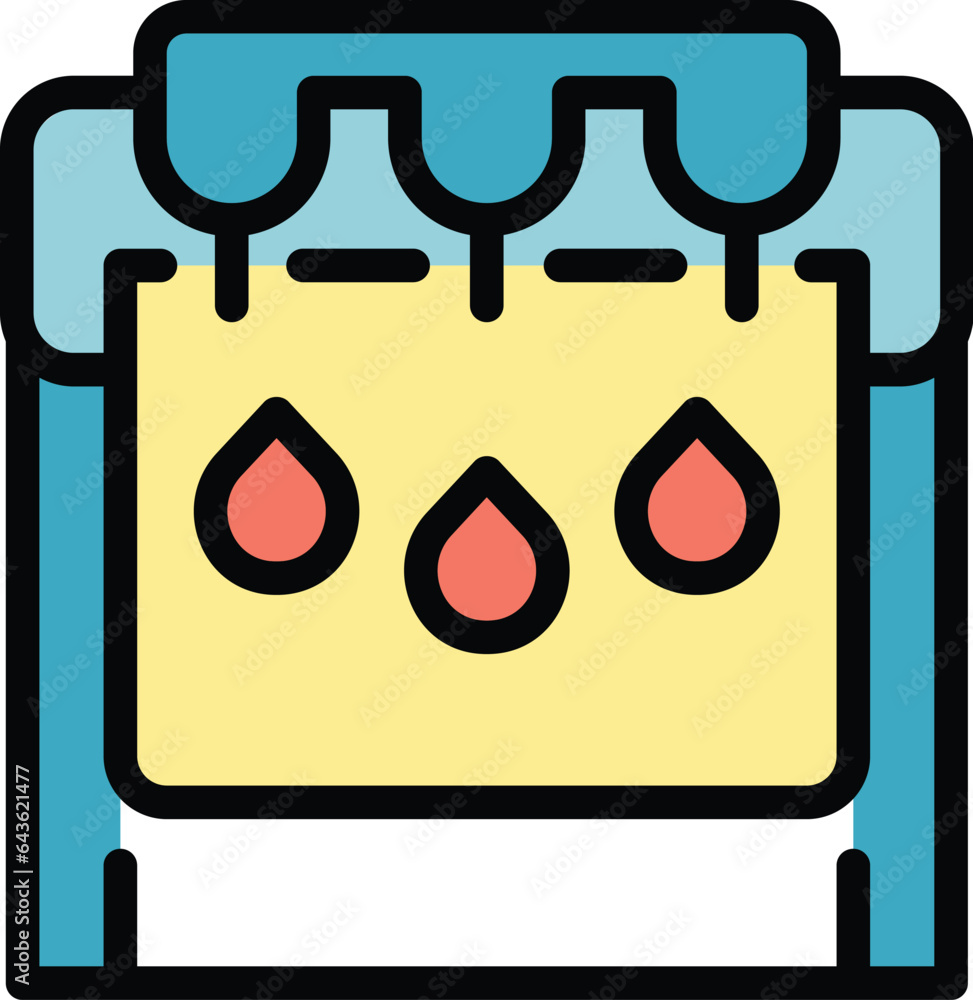 Poster plotter format icon outline vector. printer machine. office device color flat
