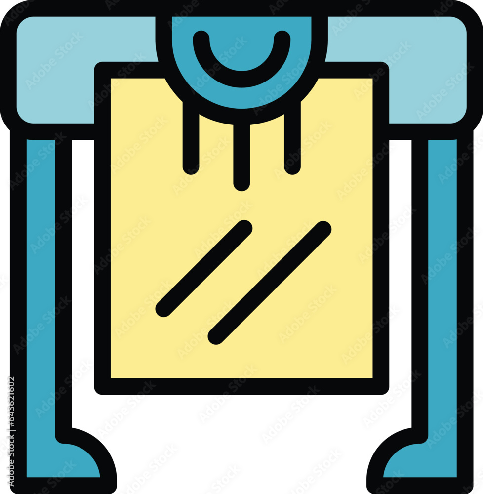 Poster office plotter icon outline vector. printer machine. computer data color flat