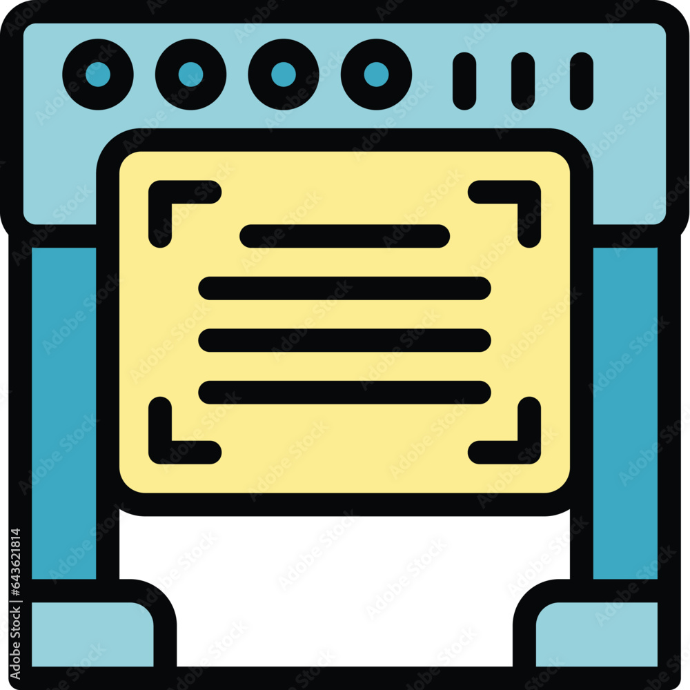 Poster industry press icon outline vector. computer data. plotter machine color flat