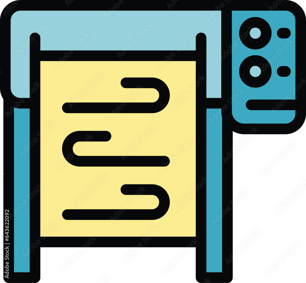 Poster large printing icon outline vector. plotter machine. format copy color flat