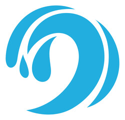 Water swirl symbol. Falling blue wave icon
