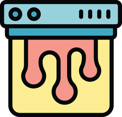 Online paint bucket icon outline vector. Computer office. Plotter device color flat