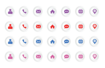 contact icon set vector template 