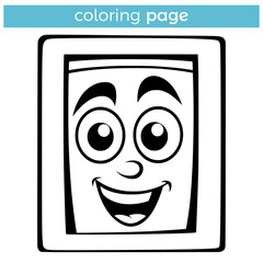 simple drawing page for kids cute character rectangle shape vector illustration template design