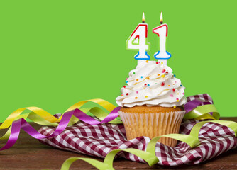 Cupcake With Number For Birthday Or Anniversary Celebration