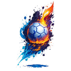 soccer ball graphic on paint splash background isolated on white background