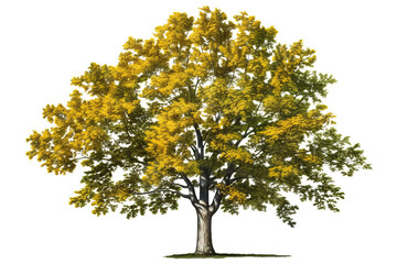 American elm tree PNG with green leaves and brown trunk isolated on transparent Background