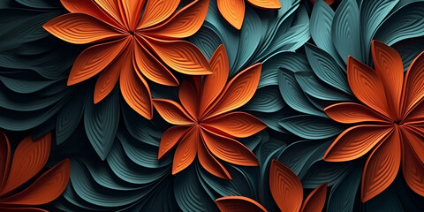 ,3D illustration floral mural wallpaper colorful flowers background.Premium AI Image | A colorful floral background with a green background and a red flower.