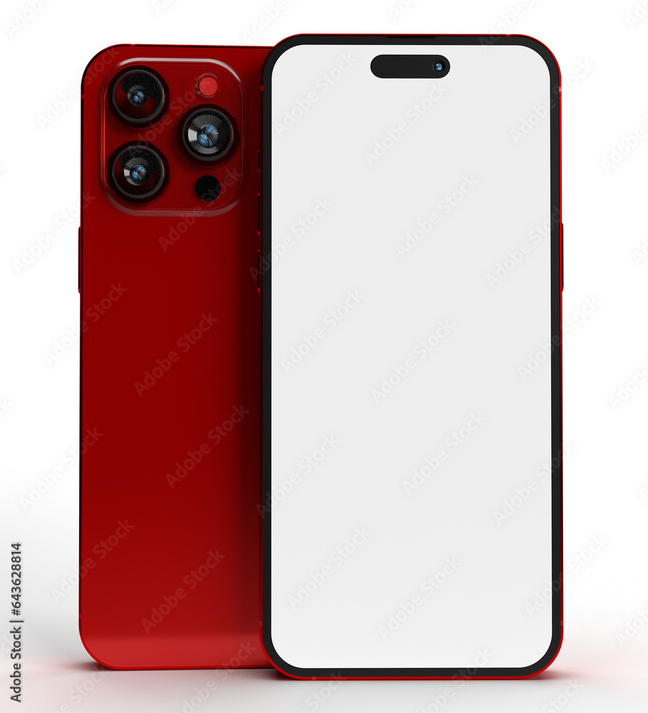 Poster red crimson color front back view side camera screen display device technology communication digital