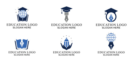 logo with education concept, book vector and student success