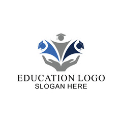 logo with education concept, book vector and student success