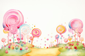 Enchanting Candyland: A Watercolor Wonderland