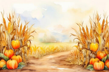 Corn Maze Adventure in Watercolor Splendor