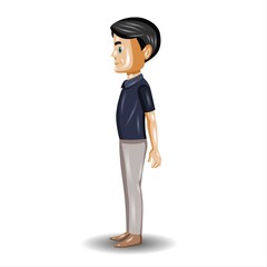 Vector illustration of a young man standing isolated on a white background.