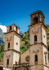 Fototapeta na wymiar St Tryphon Cathedral, or just Kotor Cathedral in the old town of Kotor