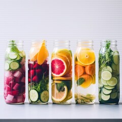 Detox cocktails in bottles.