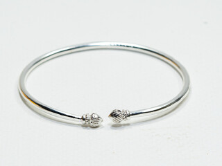 Luxury and beautiful handmade silver jewelry on white background