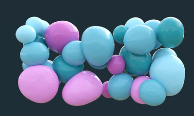 mix of flying soft bubbles