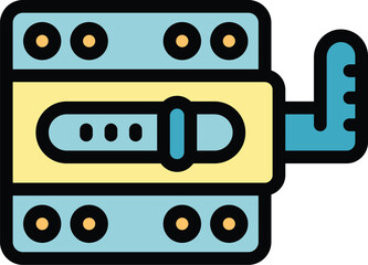 Door lock icon outline vector. Home front. Wooden exterior color flat