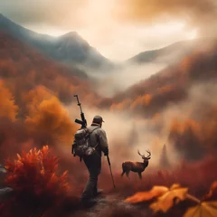 Türaufkleber hunting in the mountains © Oscar