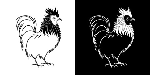 Illustration Vector Graphic of Rooster Icon. Black icon. Silhouette