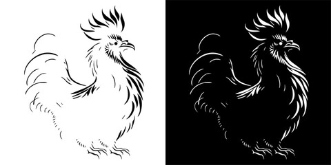 Illustration Vector Graphic of Rooster Icon. Black icon. Silhouette