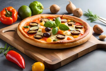 pizza with mushrooms and tomatoes