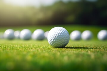 Golf Balls On Side With Green DOF Bokeh Background