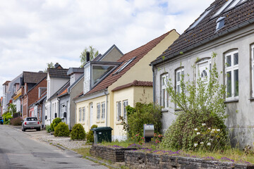 Fototapeta na wymiar Street in the town of Kolding with old buildings, Denmark