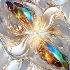 Flowing abstract pattern of luminous colored glass