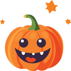 Whimsical Pumpkin Smile Character on Clean White Background
