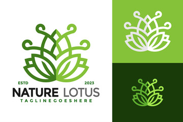 Lotus Nature Leaf logo design vector symbol icon illustration