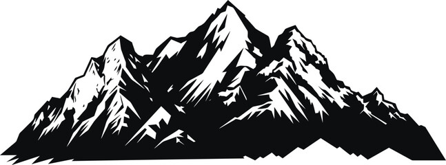 hand drawn mountains silhouettes for high mountain icon, vector illustration.