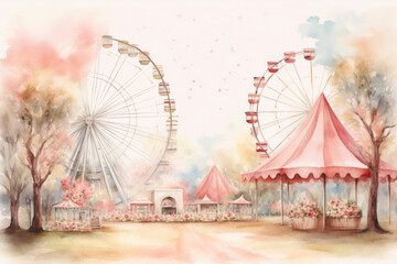Charming Ferris Wheel at the Country Fair - obrazy, fototapety, plakaty