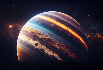 Jupiter in sky at night background asset game 2D futuristic generative ai - obrazy, fototapety, plakaty